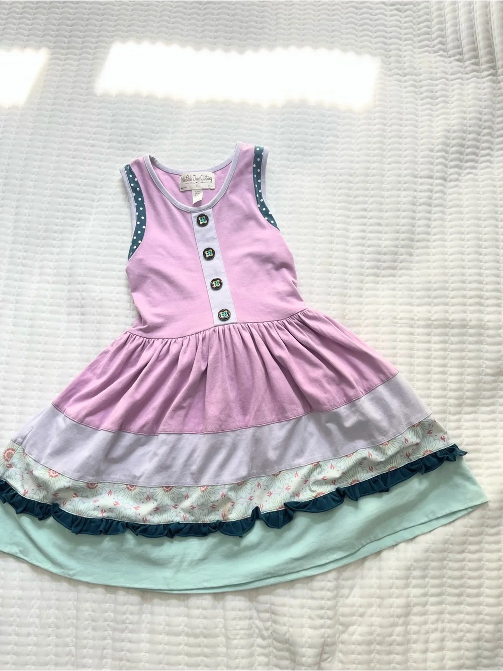 Matilda Jane Pink and Mint Tiered Sleeveless Dress